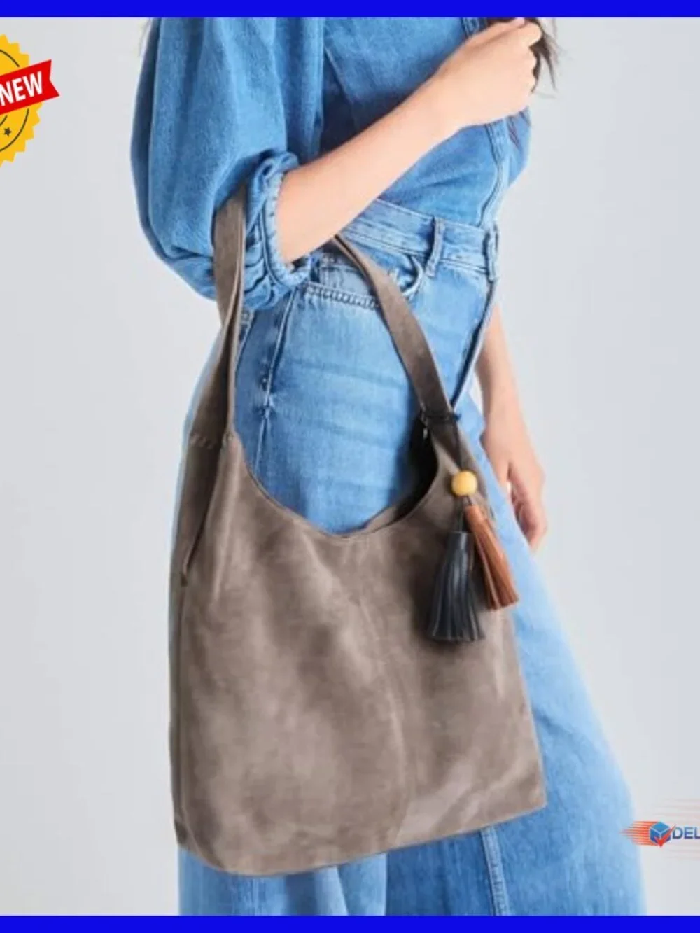 Large Leather Hobo Bag with Double Straps for Everyday Travel